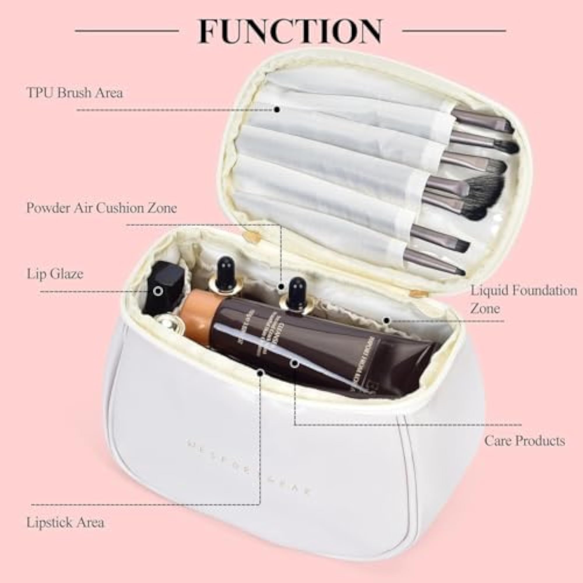 Portable Waterproof Travel Leather Cosmetic Makeup Bag
